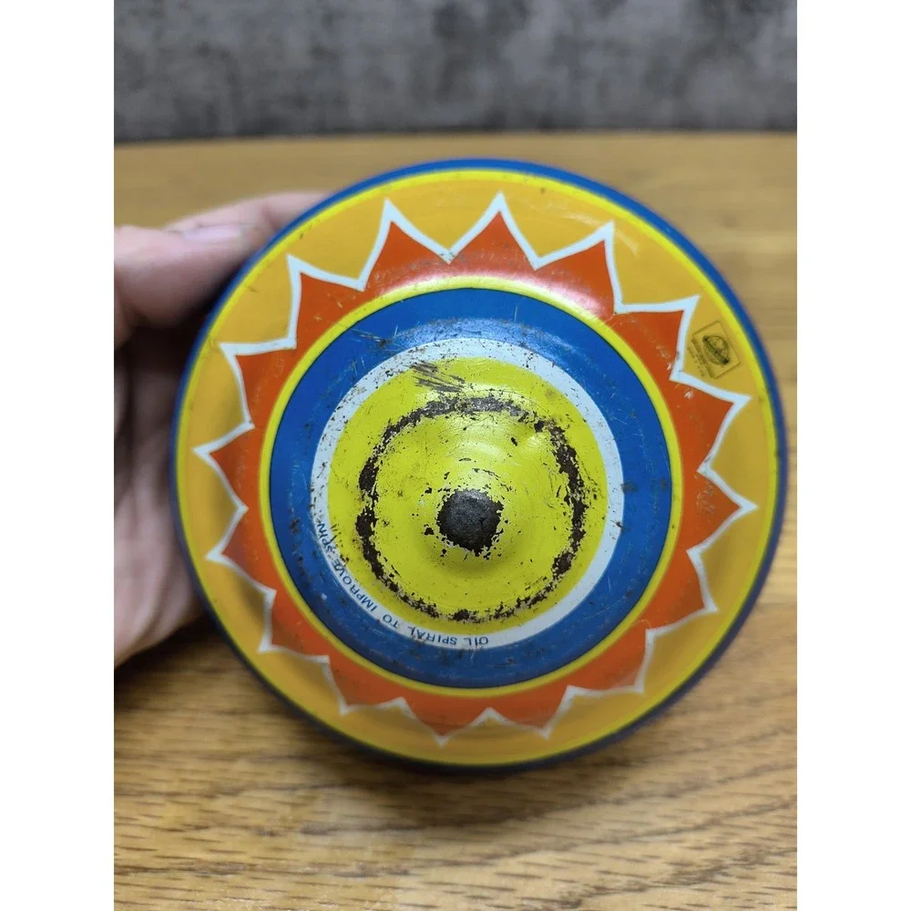 Vintage Ohio Art Push Spinning Top Circus Animal Train‎ Theme Push Spin Top